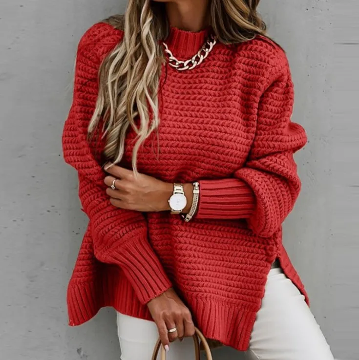 Women Solid Knitted Side Slit Mock Neck Sweater 2021 Winter Long Lantern Sleeve Basic Pullover Casual Female Loose Tops
Women Solid Knitted Side Slit Mock Neck Sweater 2021 Winter Long Lantern Sleeve Basic Pullover Casual Female Loose Tops