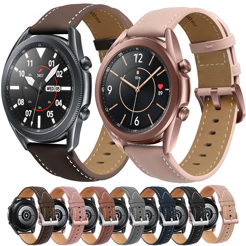 Ремешок кожаный для Samsung Galaxy Watch 3 41 45 мм сменный Браслет наручных часов Huawei GT2 46 22 20
