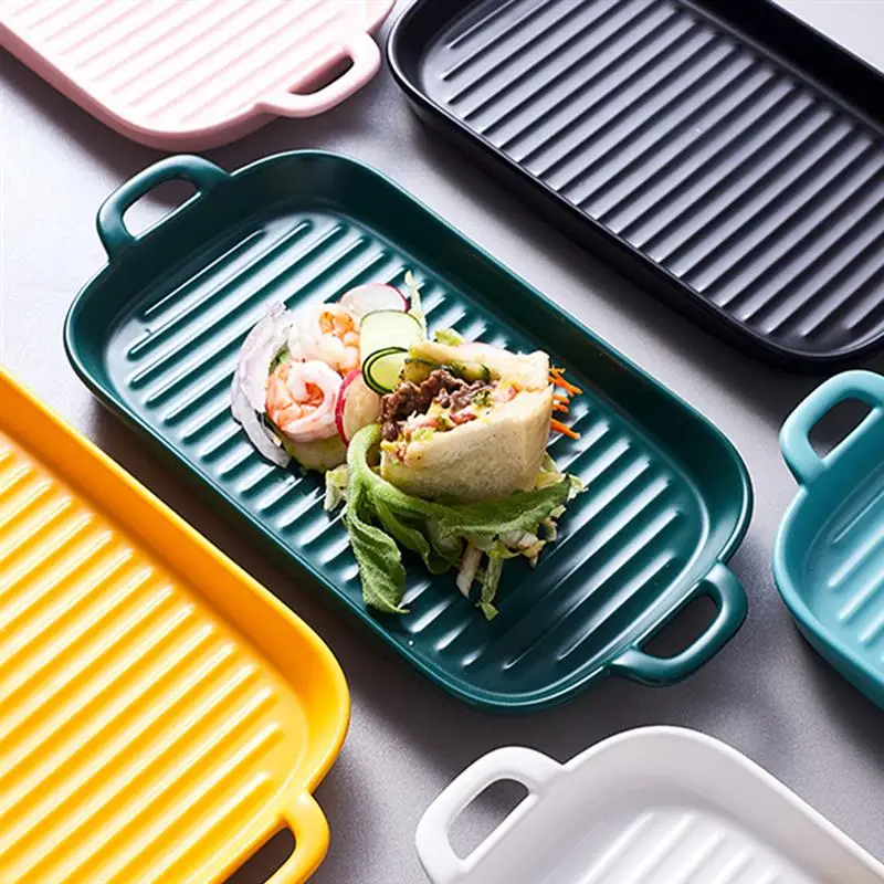 Ceramic Baking Dish Rectangular Bakeware Roasting Pan With Handle Oven Fries Steak Baked Rice Kitchen Baking Tool Tableware
Ceramic Baking Dish Rectangular Bakeware Roasting Pan With Handle Oven Fries Steak Baked Rice Kitchen Baking Tool Tableware