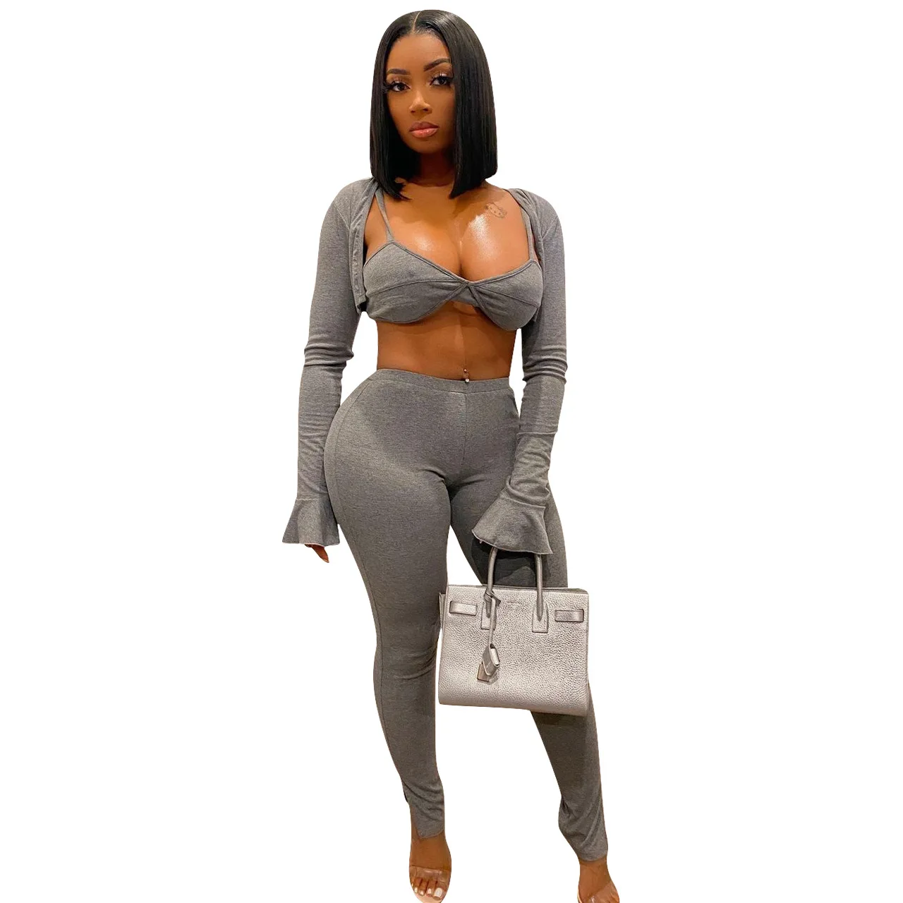 Autumn Women 3 Piece Set Shirt And Bra Top And Long Pants Solid Color High Stretewear Tracksuit Macthing Set For Women Outfit
Autumn Women 3 Piece Set Shirt And Bra Top And Long Pants Solid Color High Stretewear Tracksuit Macthing Set For Women Outfit