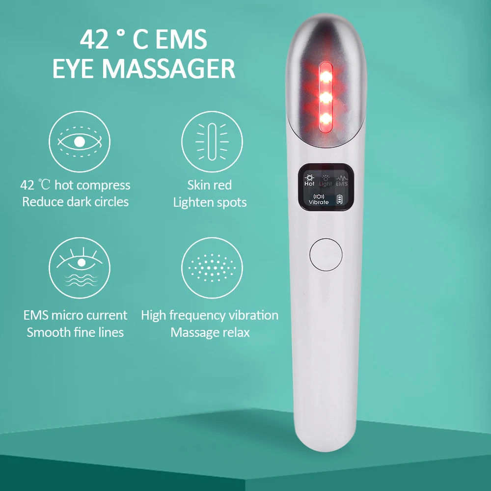 EMS Vibration Eyes Massage Red Light Therapy Anti Wrinkles Remove Dark Circle Anti Aging Eye Care Hot Massager Beauty Instrument
EMS Vibration Eyes Massage Red Light Therapy Anti Wrinkles Remove Dark Circle Anti Aging Eye Care Hot Massager Beauty Instrument