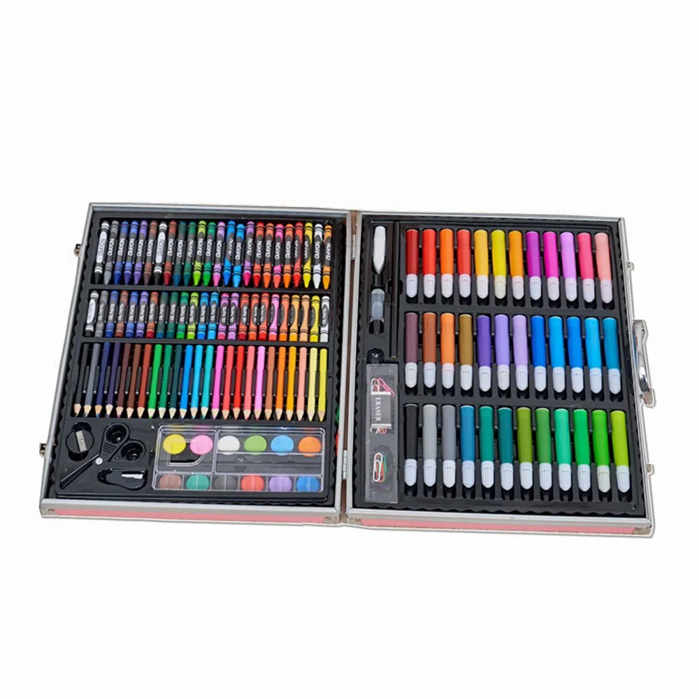 

150 pieces of leather aluminum box children's watercolor pen painting color crayon pencil set for primary school students gift