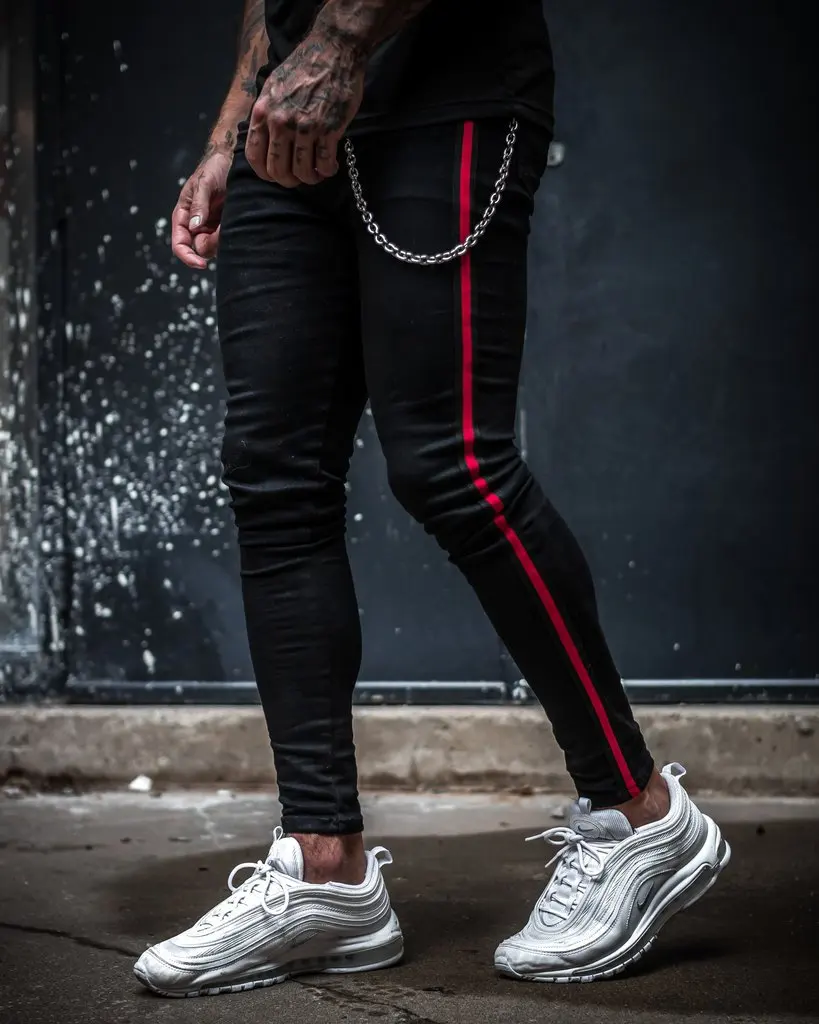 Mens Red Stripe Skinny Denim Jeans Male Hip Hop Streetwear Solid Color Pants Teens Plus Size Slim Fit Thin Jeans Men Black
Mens Red Stripe Skinny Denim Jeans Male Hip Hop Streetwear Solid Color Pants Teens Plus Size Slim Fit Thin Jeans Men Black