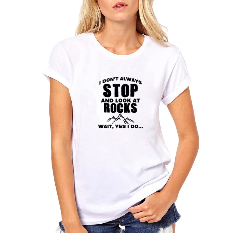 Stop & Look At Rocks Printed Tee Shirt Femme Summer Short Sleeve O-neck T Shirts for Women Cotton Loose Black White Tshirt Women 
Stop & Look At Rocks Printed Tee Shirt Femme Summer Short Sleeve O-neck T Shirts for Women Cotton Loose Black White Tshirt Women