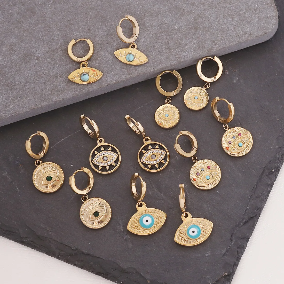 1PC Gothic Rhinestone Stainless Steel Evil Eye Earrings Punk Gold Metal Hoop Earrings for Women Orecchini Donna Party Gift 2021
1PC Gothic Rhinestone Stainless Steel Evil Eye Earrings Punk Gold Metal Hoop Earrings for Women Orecchini Donna Party Gift 2021