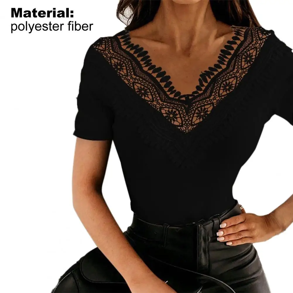 Fashion Blouse Slim Design Lace Women Hollow Patchwork Casual Tunic Tops for Club Shopping Dating Women's Short-sleeved
Fashion Blouse Slim Design Lace Women Hollow Patchwork Casual Tunic Tops for Club Shopping Dating Women's Short-sleeved