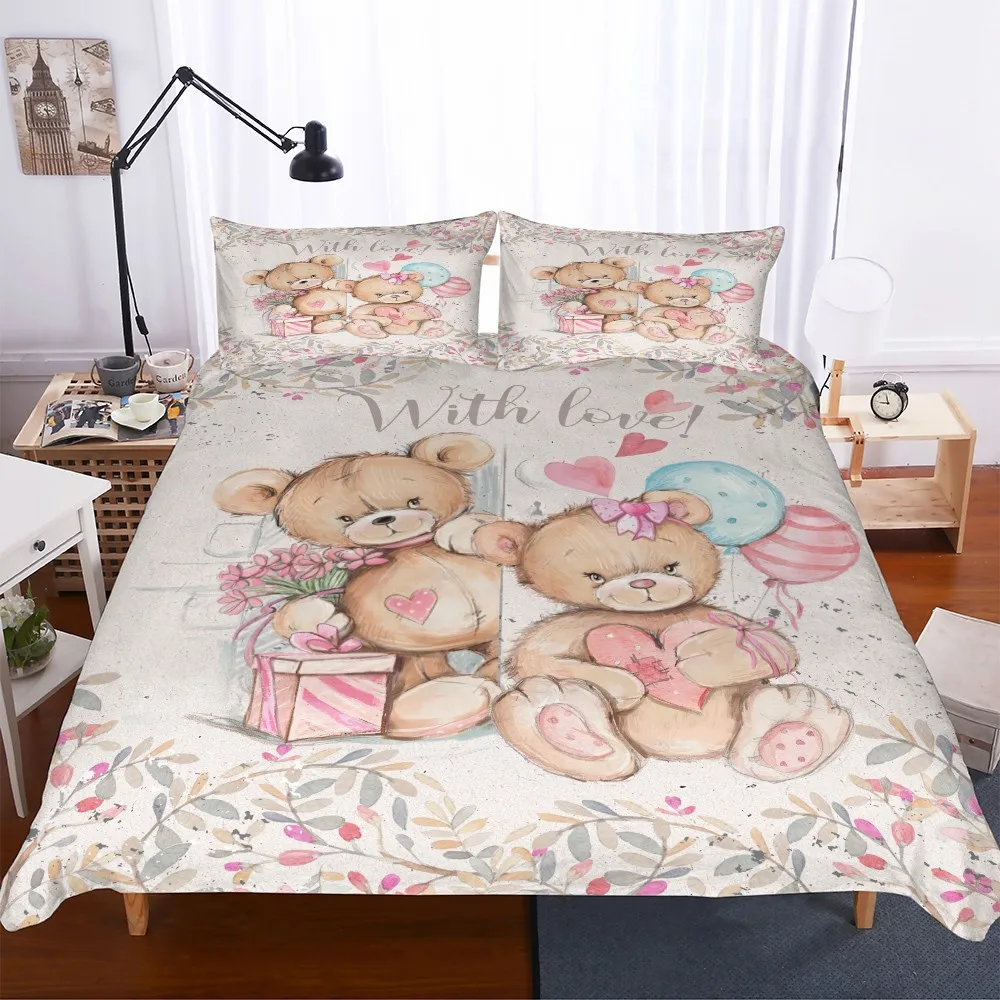 Teddy Bear Microfiber Bed Linen Set Cartoon Animals Bedspread Valentines Gift Kids Adult Twin Full Queen King Size Bedding Set
Teddy Bear Microfiber Bed Linen Set Cartoon Animals Bedspread Valentines Gift Kids Adult Twin Full Queen King Size Bedding Set