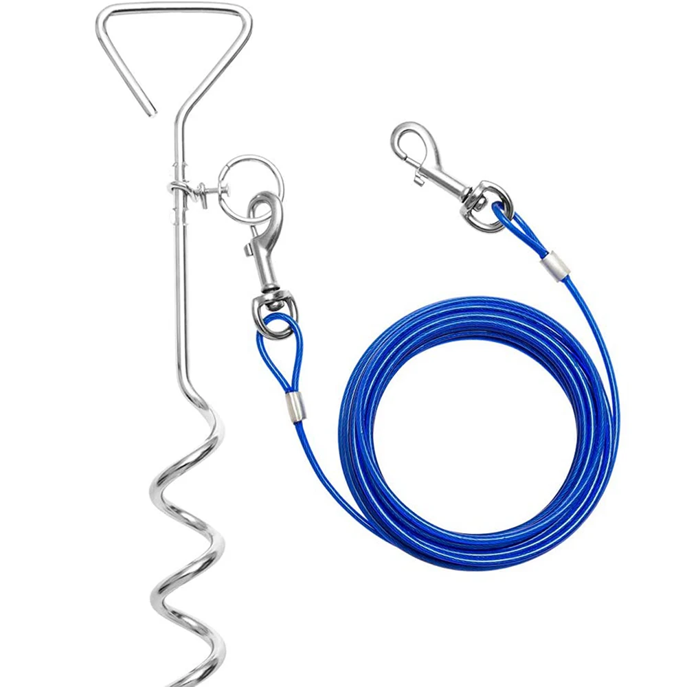Dog Tie Out Stake Cable and Reflective Stake 16ft Outdoor, Yard and Camping, for Medium to Large Dogs Up to 60 lbs
Dog Tie Out Stake Cable and Reflective Stake 16ft Outdoor, Yard and Camping, for Medium to Large Dogs Up to 60 lbs