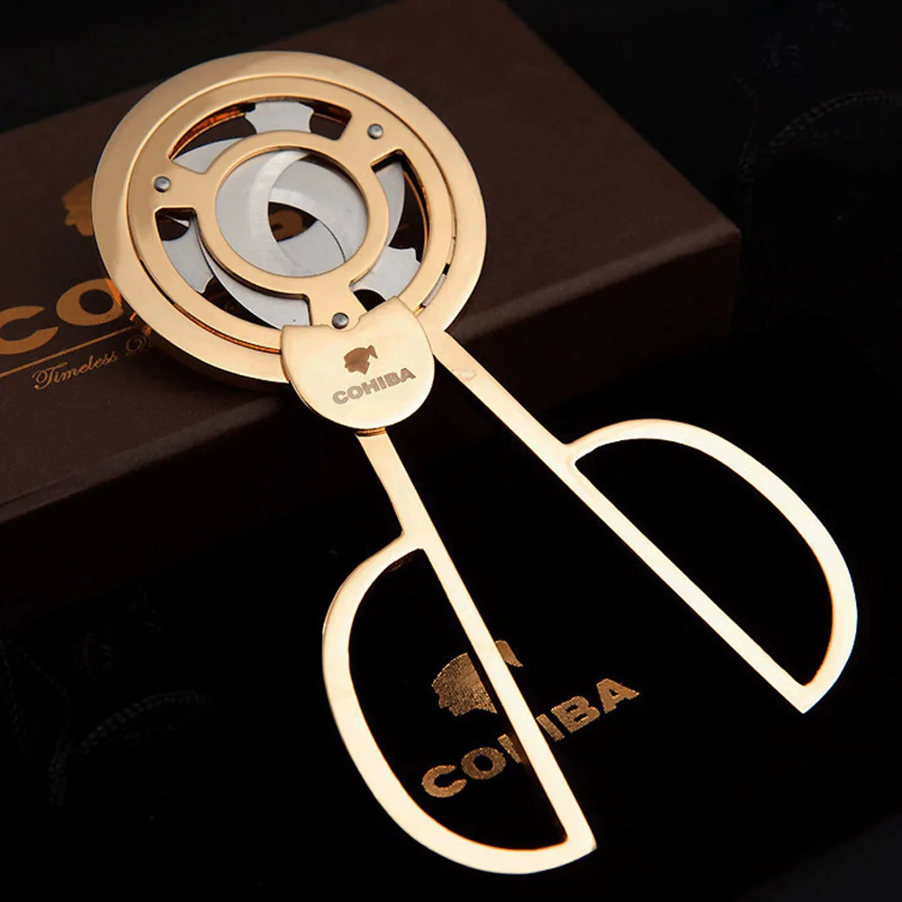 

COHIBA Triple 3 Blades Stainless Steel Gold Plated Cigar Cutter Pocket Gadgets Zigarre Cutter Knife Cuban Cigars Scissors 843F