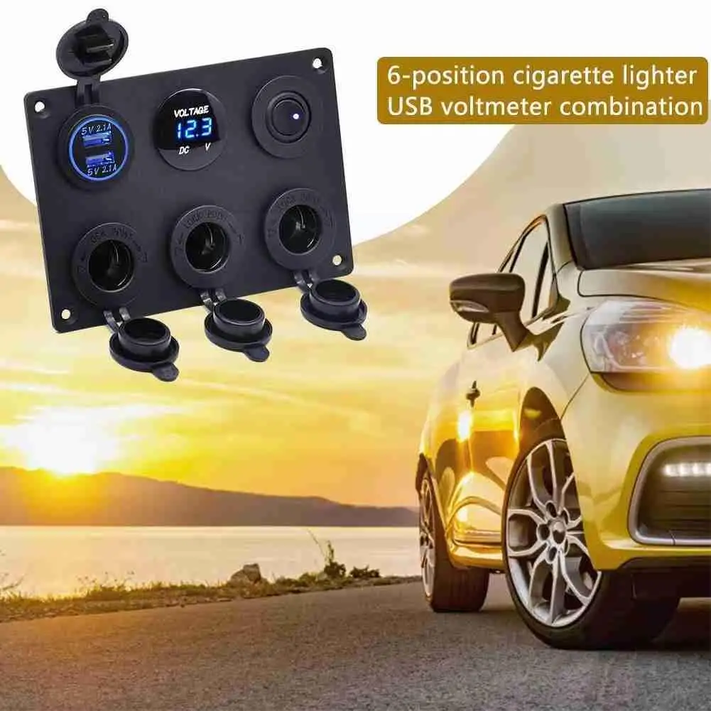Car RV And Yacht Modification 6-digit Panel Dual USB 12v Socket Charger Power Switch Voltmeter Combination F7W3
Car RV And Yacht Modification 6-digit Panel Dual USB 12v Socket Charger Power Switch Voltmeter Combination F7W3