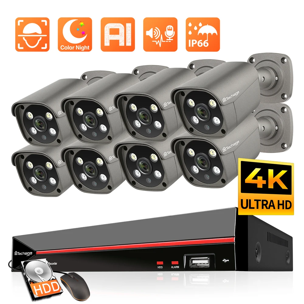 Techage Система видеонаблюдения Ultra HD 4K с PoE-камерой H.265 PoE NVR Kit Видеонаблюдение 8MP Smart AI Система камеры безопасности с обнаружением лица
Techage Система видеонаблюдения Ultra HD 4K с PoE-камерой H.265 PoE NVR Kit Видеонаблюдение 8MP Smart AI Система камеры безопасности с обнаружением лица