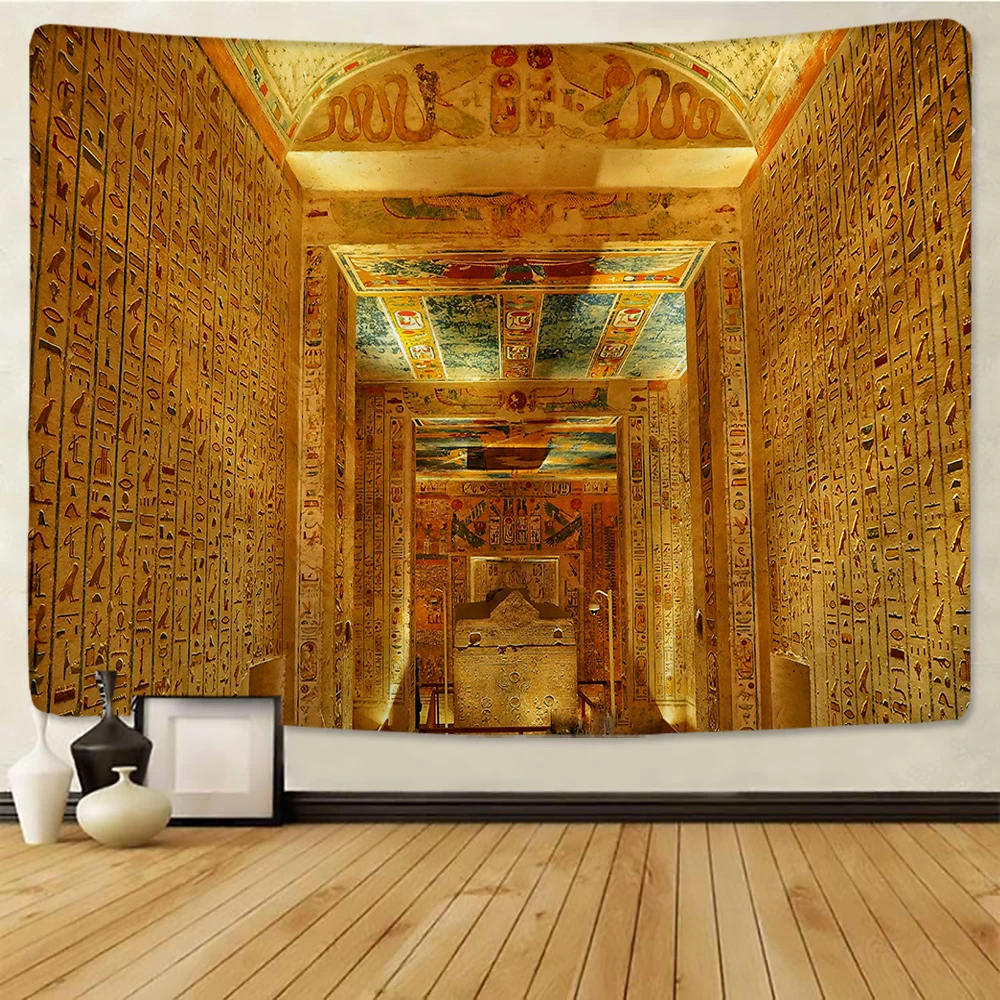 

Ancient Egyptian Mural Tapestry Wall Pharaoh Hanging Bedspread Mats Hippie Style Backdrop Cloth Home Decor
