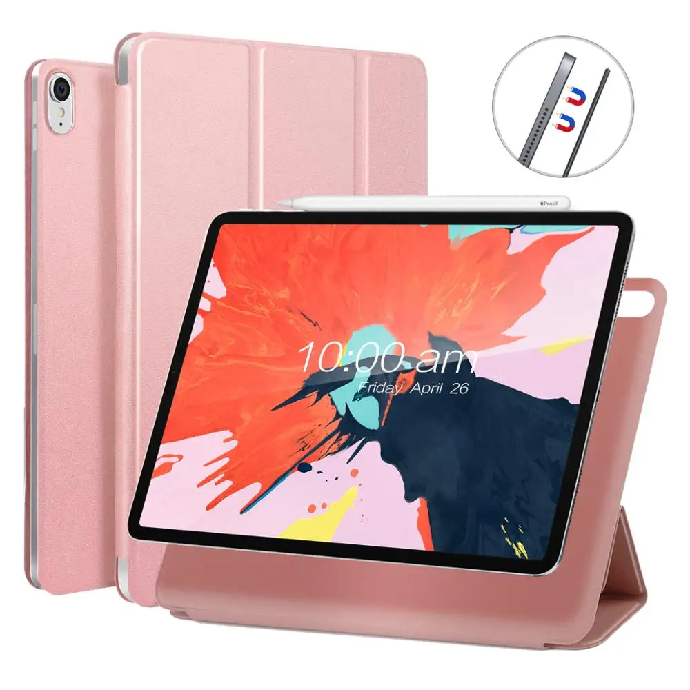 Трехслойный чехол подставка для iPad Pro 12 9 дюйма 2018 3 го поколения из искусственной