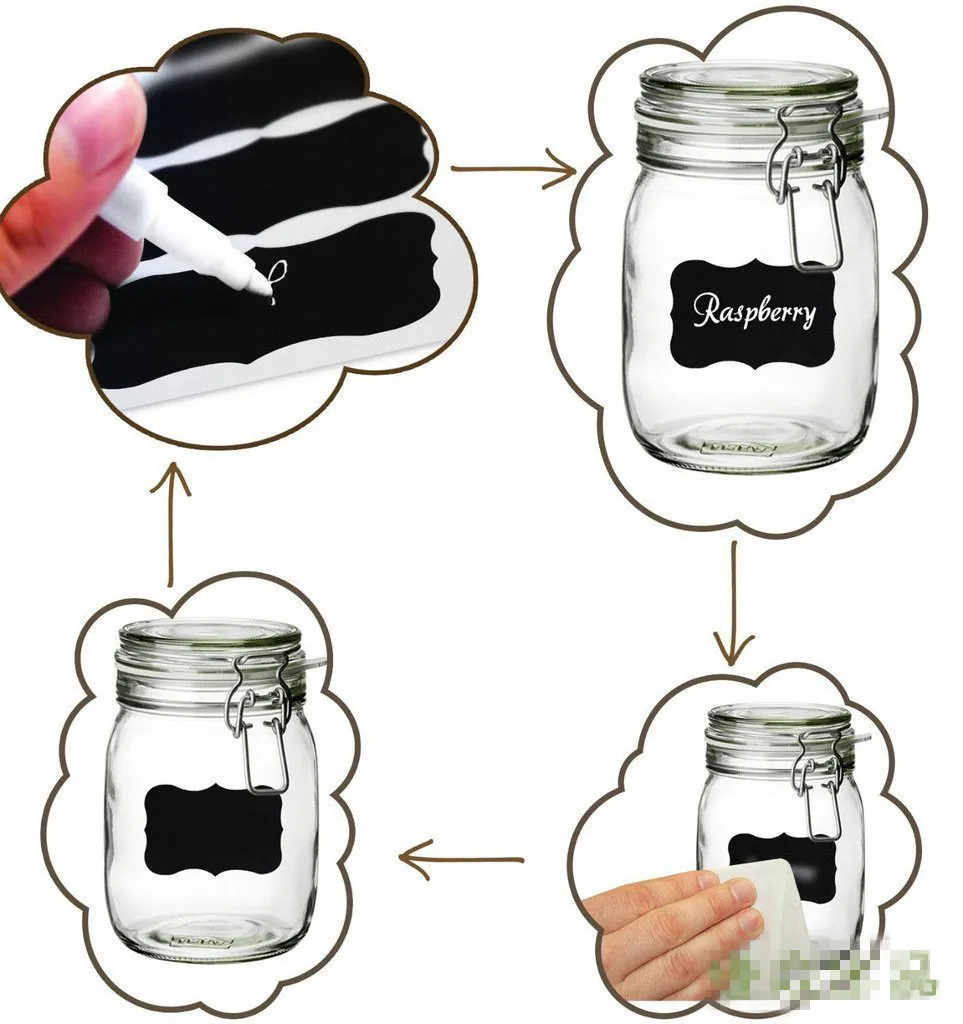 

20Pcs/set 5x3.5cm Erasable Blackboard Sticker Craft Kitchen Jars Organizer Labels Chalkboard Chalk Board Sticker Black Board