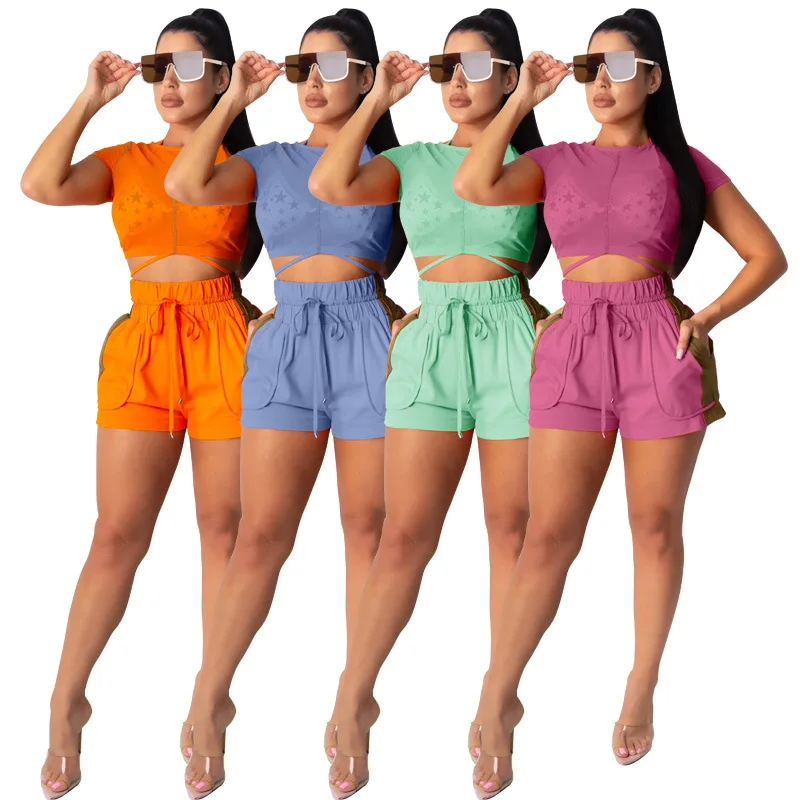 young party women fashion simple solid color round neck short sleeves crop top and hot shorts 2 pieces set casual lady set
young party women fashion simple solid color round neck short sleeves crop top and hot shorts 2 pieces set casual lady set