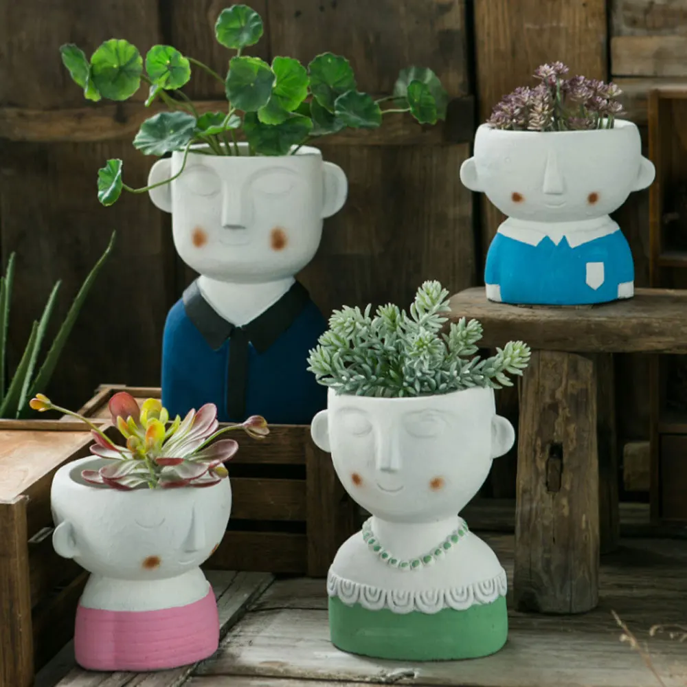 Scandinavian style resin vase living room desktop decoration vase creative cute doll human head sculpture art vase / flower pot
Scandinavian style resin vase living room desktop decoration vase creative cute doll human head sculpture art vase / flower pot