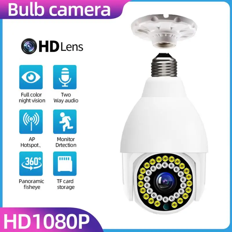 

1080P полноцветная камера ночного видения с лампочками E27 PTZ Wi-Fi камера видеонаблюдения с автоматическим отслеживанием движения Беспроводная IP-камера с Wi-Fi