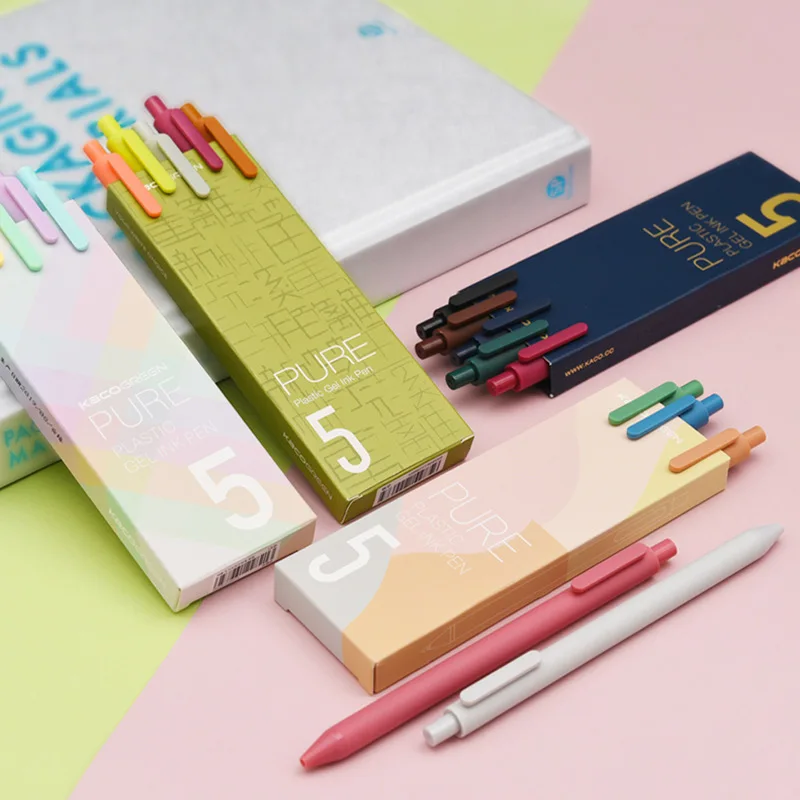 Kaco Green Pure Plastic Gel Pen Assorted Colors 5 pcs/set Morandi Macron Color Gel Pen Stationary
Kaco Green Pure Plastic Gel Pen Assorted Colors 5 pcs/set Morandi Macron Color Gel Pen Stationary