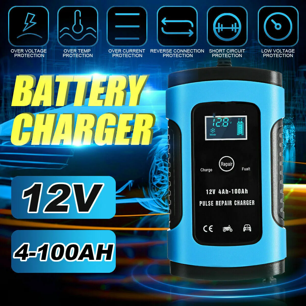 Fully Automatic Car Battery Charger 110V 220V To 12V 6A Pulse Repair Smart Fast Auto Motorcycle Gel Lead Acid Battery Charging
Fully Automatic Car Battery Charger 110V 220V To 12V 6A Pulse Repair Smart Fast Auto Motorcycle Gel Lead Acid Battery Charging