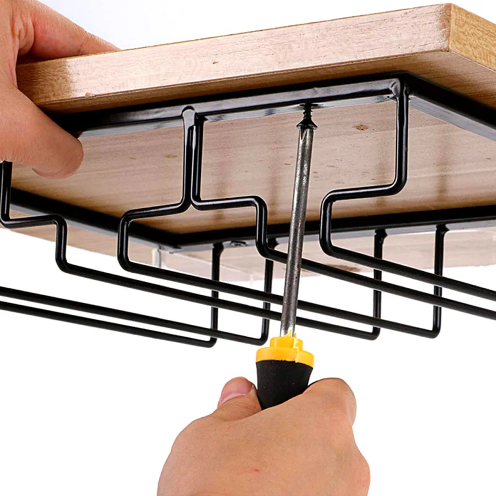 Iron Art Glass Cup Holder Durable Glass Rack Glass Hanger Glass Hanging Stand for Bar Home (Black, 4-Slot )
Iron Art Glass Cup Holder Durable Glass Rack Glass Hanger Glass Hanging Stand for Bar Home (Black, 4-Slot )