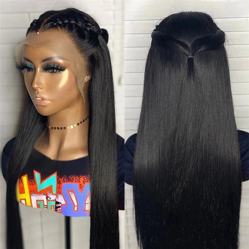 26Inches Silky Straight Brazilian Black 13x4 Lace Front Human Hair Wig For Women With Babyhair Pre Plucked Remy Glueless 5X5 PU
26Inches Silky Straight Brazilian Black 13x4 Lace Front Human Hair Wig For Women With Babyhair Pre Plucked Remy Glueless 5X5 PU