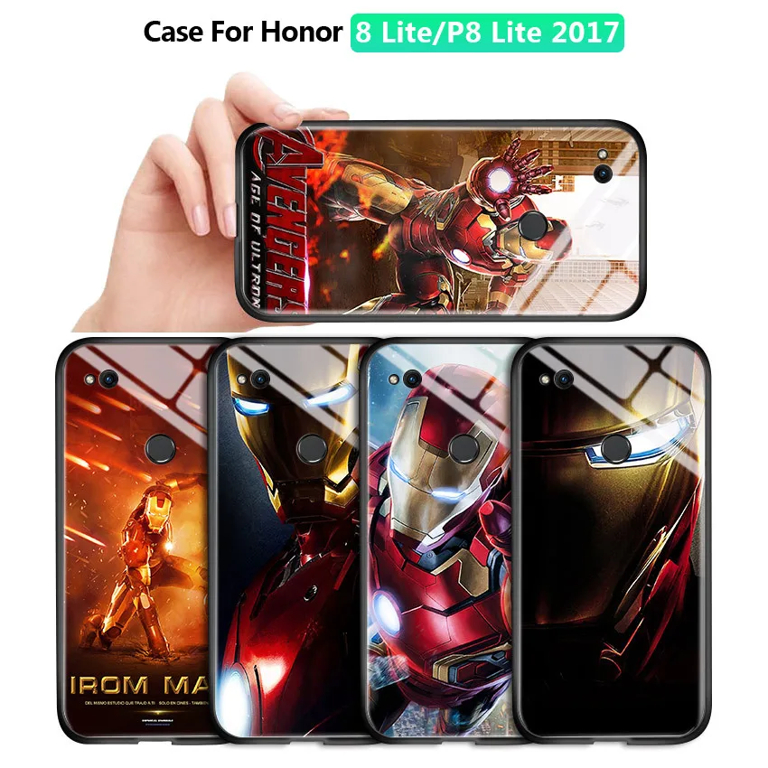 Чехол из закаленного стекла для Huawei P9 P8 Lite 2017 Honor 8 lite Marvel Мститель супергерой