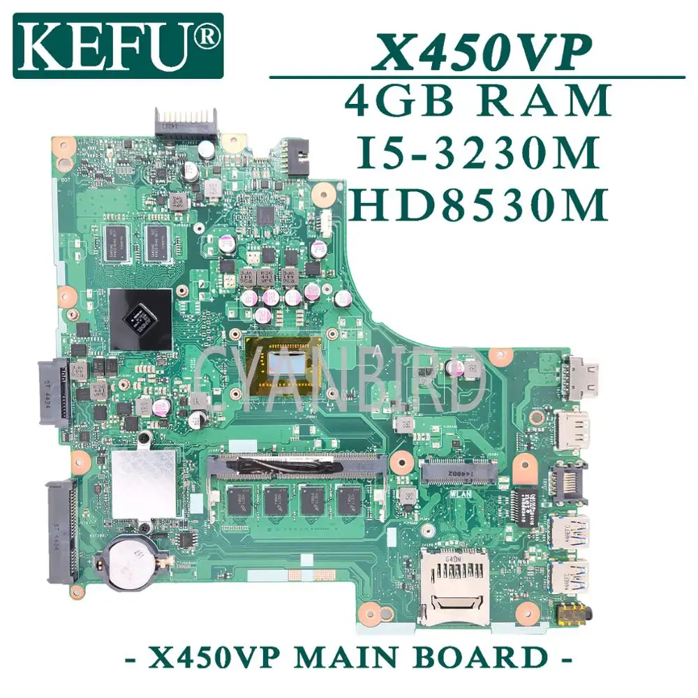 KEFU X450VP original mainboard for ASUS X450VP with 4GB-RAM I5-3230M AMD HD8530M Laptop motherboard
KEFU X450VP original mainboard for ASUS X450VP with 4GB-RAM I5-3230M AMD HD8530M Laptop motherboard