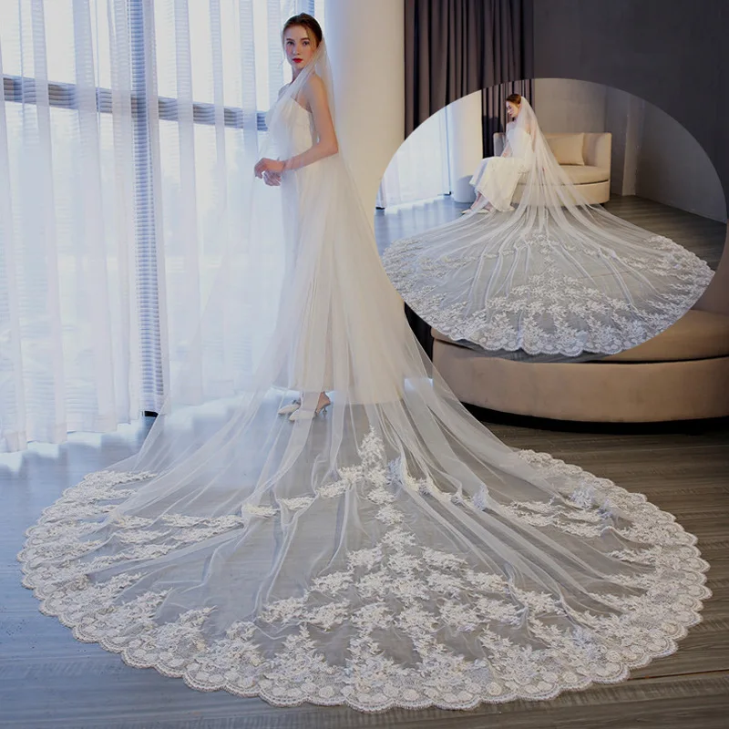 Bridal Veils 2021 New Gryffon Luxury Wedding Veil With Comb Lace Edge One-layer Appliqued 3.5m Cathedral Veil
Bridal Veils 2021 New Gryffon Luxury Wedding Veil With Comb Lace Edge One-layer Appliqued 3.5m Cathedral Veil