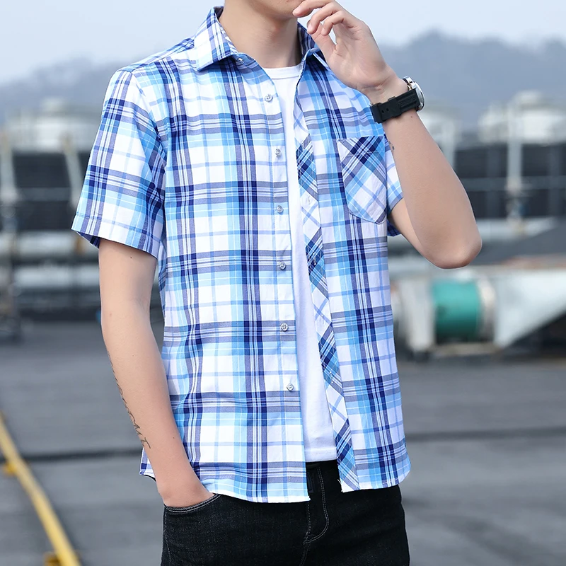 Summer Plaid Shirt Men Casual Slim Fit Shirt Fashion Streetwear Short Sleeve Blouse Top Male Youth Classic Camisas Para Hombre
Summer Plaid Shirt Men Casual Slim Fit Shirt Fashion Streetwear Short Sleeve Blouse Top Male Youth Classic Camisas Para Hombre