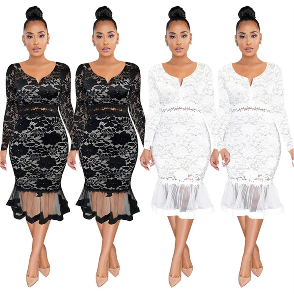 RStylish Summer 2021 Fashion Small V-Neck Long Sleeves Lace See Through Patchwork Fishtail Women Midi Dress
RStylish Summer 2021 Fashion Small V-Neck Long Sleeves Lace See Through Patchwork Fishtail Women Midi Dress