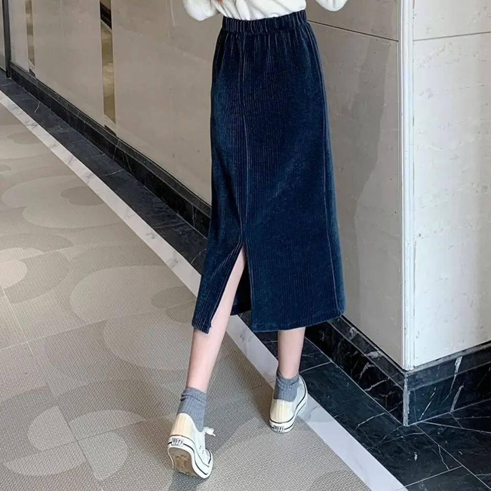 Women 2021 Autumn Winter Cotton Corduroy Solid Retro Skirt Female Elastic Waist A-Line Skirt Casual Pleated Skirts Faldas A265
Women 2021 Autumn Winter Cotton Corduroy Solid Retro Skirt Female Elastic Waist A-Line Skirt Casual Pleated Skirts Faldas A265