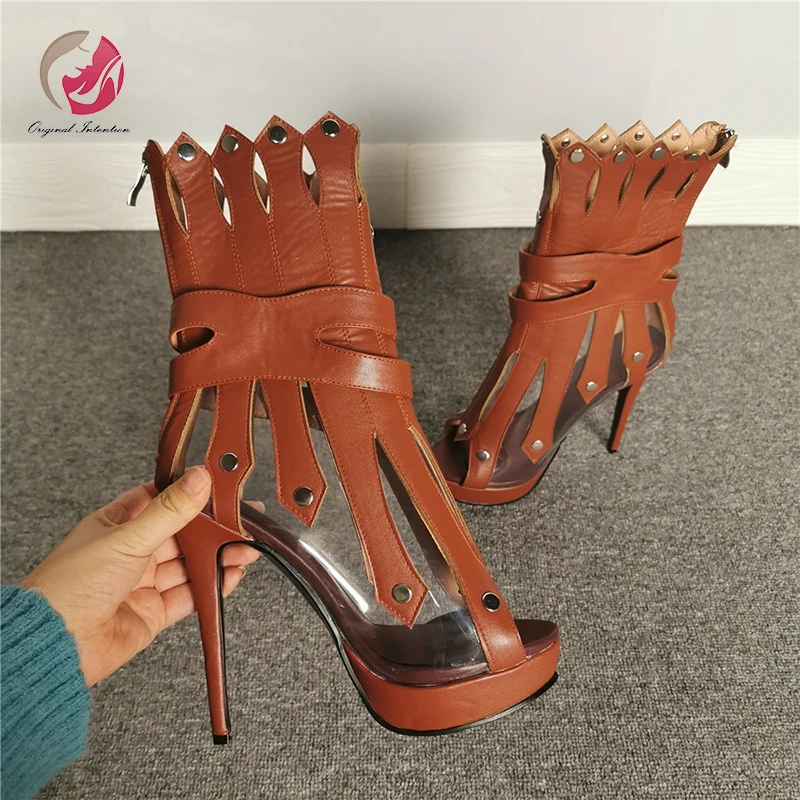 Original Intention New Stylish Brown Sandals Woman Platform Stiletto High Heels Peep Toe Sexy Rome Style Shoes Woman Plus Size
Original Intention New Stylish Brown Sandals Woman Platform Stiletto High Heels Peep Toe Sexy Rome Style Shoes Woman Plus Size