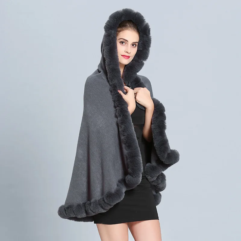 Double Layer Luxury Rex Rabbit Fur Cape Coat Hooded Shawl Winter Women Knit Cashmere Poncho Overcoat Faux Fur Wraps Plus Size
Double Layer Luxury Rex Rabbit Fur Cape Coat Hooded Shawl Winter Women Knit Cashmere Poncho Overcoat Faux Fur Wraps Plus Size