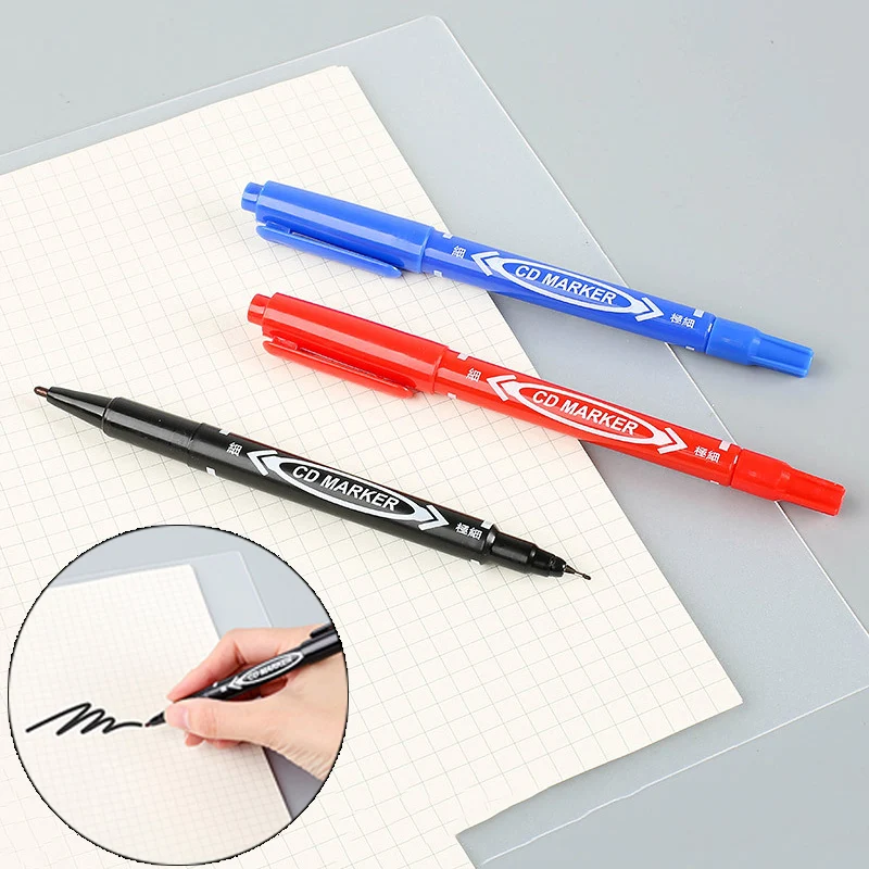

6pcs/Set Permanent Paint Marker Pen Oily Waterproof Black Red Blue Pens for Tyre Markers Double Headed Pen Stationery Supplies