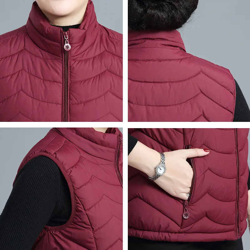 Middle-aged and elderly ladies cotton waistcoat stand-up collar winter warm vest lightweight large size slim fit short waistcoat
Middle-aged and elderly ladies cotton waistcoat stand-up collar winter warm vest lightweight large size slim fit short waistcoat