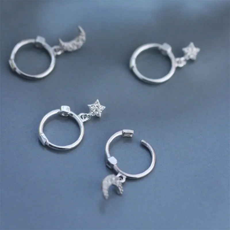 S925 sterling silver earrings buckle Japan and South Korea fashion simple star moon rhinestone earrings mini earrings 
S925 sterling silver earrings buckle Japan and South Korea fashion simple star moon rhinestone earrings mini earrings