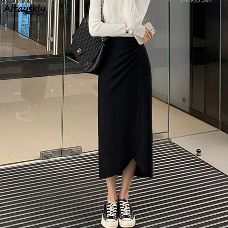 Skirts Women Elegant Fashion Korean Style Mid-calf Side Slit Asymmetrical Empire Temperament Solid All-match Female Ladies Cozy
Skirts Women Elegant Fashion Korean Style Mid-calf Side Slit Asymmetrical Empire Temperament Solid All-match Female Ladies Cozy