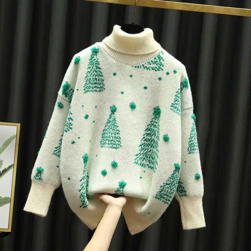 Christmas Red Turtleneck Sweater Women Autumn and Winter Retro Lazy Style Loose Foreign Style Pullover Blouse Sweater
Christmas Red Turtleneck Sweater Women Autumn and Winter Retro Lazy Style Loose Foreign Style Pullover Blouse Sweater