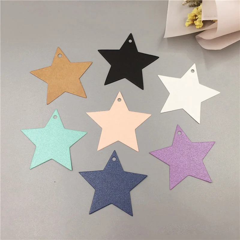 

100pcs Star Kraft Paper Label Gift Box Note Packing Hang Tags Wedding Christmas Halloween Party Favor Blank Price Card Tag
