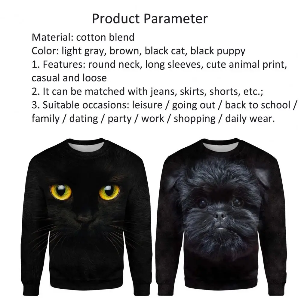 80% HOT SALESTop Round Neck Long Sleeve Casual Cute 3D Cats Dog Printed T-Shirt for Women
80% HOT SALESTop Round Neck Long Sleeve Casual Cute 3D Cats Dog Printed T-Shirt for Women