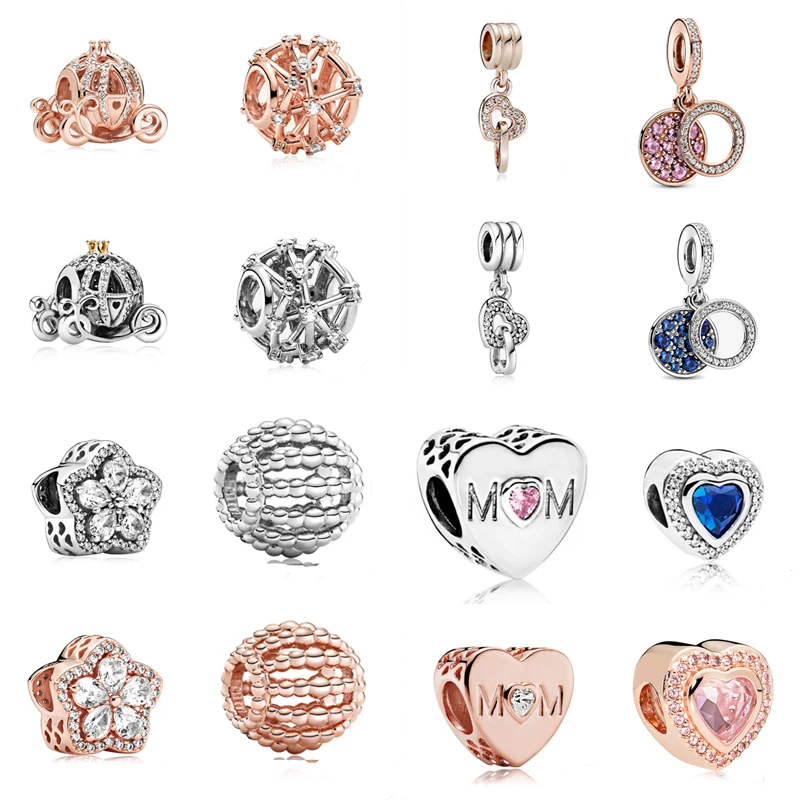 

New Fashion Charm Original Rose Gold Pumpkin Carriage Beads Fit Original Pandora Women's Bracelet Jewelry Accessories Gift