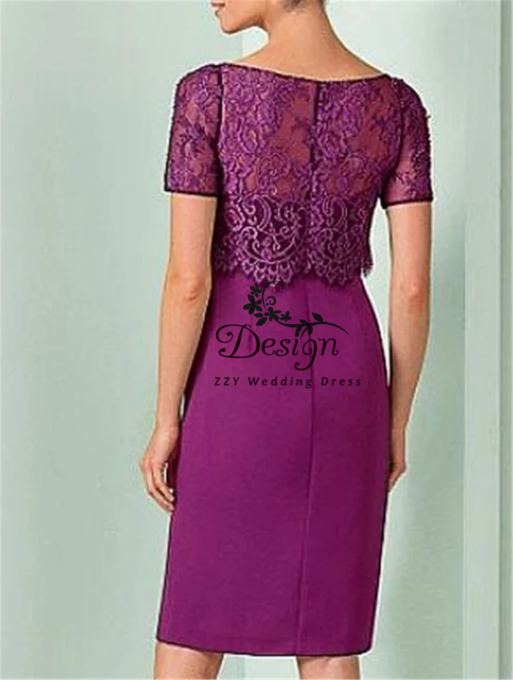 Purple Lace And Chiffon Sheath Knee-Length Short Illusion Custom-Made dress for bride vestido de festa longo para mae da noiva
Purple Lace And Chiffon Sheath Knee-Length Short Illusion Custom-Made dress for bride vestido de festa longo para mae da noiva