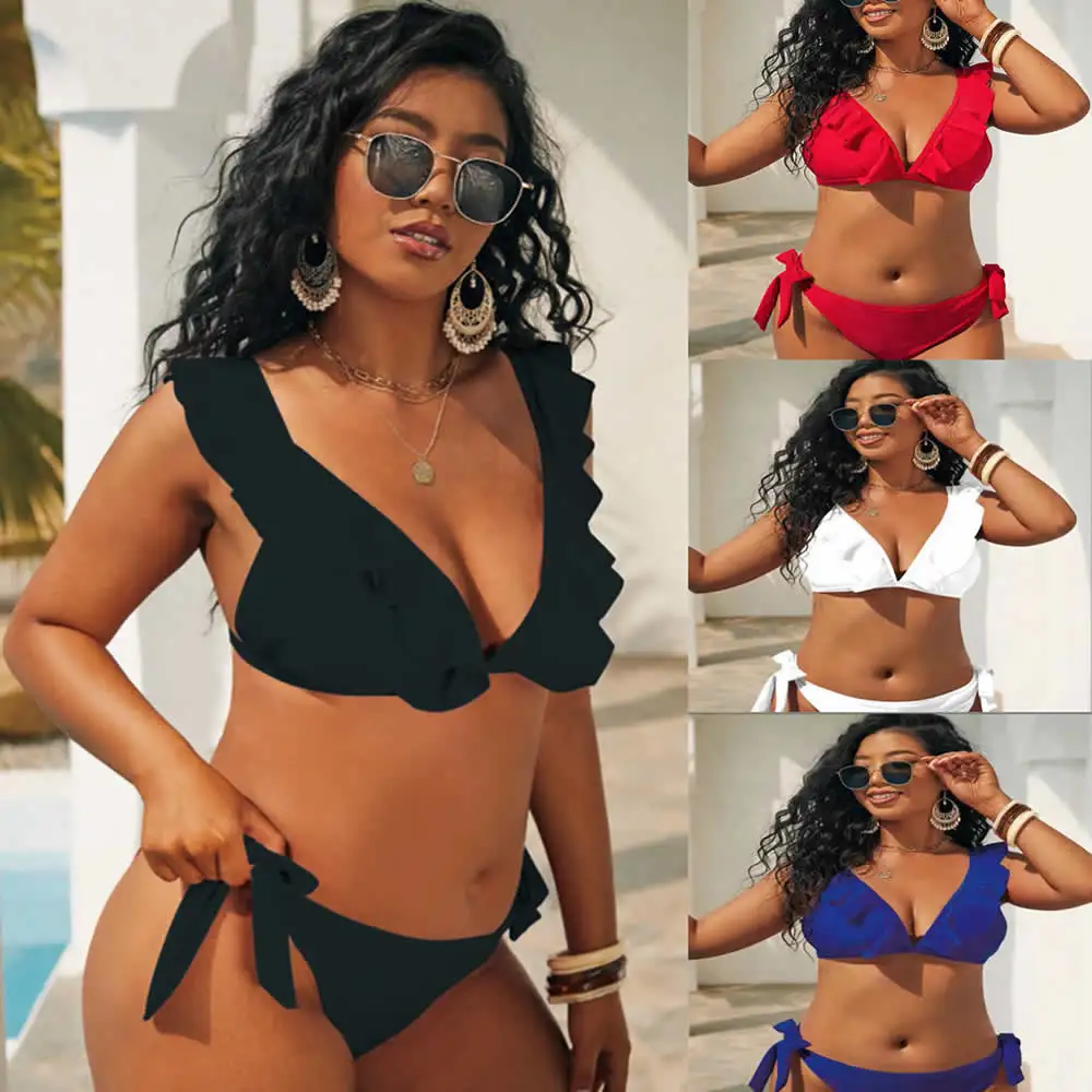 Black/White/Red/Blue Women's Large Size XL to 4XL Swimwear Plus Ruffle V Neck Bikini Swimsuit 2022 High Waist Beachwear Biquini
Black/White/Red/Blue Women's Large Size XL to 4XL Swimwear Plus Ruffle V Neck Bikini Swimsuit 2022 High Waist Beachwear Biquini
