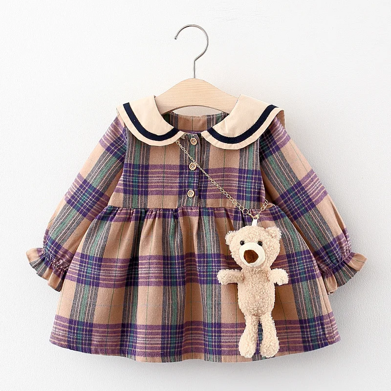 2 Styles Plaid Princess Dresses With Bear For Girls Long Sleeve Cotton Dress Cute Skirt Clothes Fashion Gifts For Kids
2 Styles Plaid Princess Dresses With Bear For Girls Long Sleeve Cotton Dress Cute Skirt Clothes Fashion Gifts For Kids