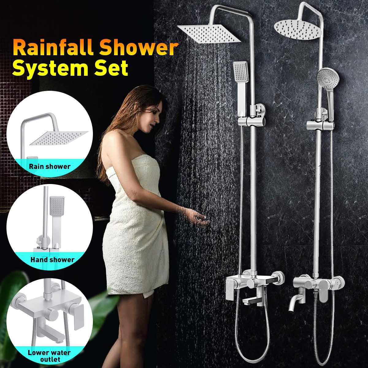3-Way Wall Mounted Rainfall Shower Head Set Faucet System Bathroom Shower Mixer Tap Handheld Sprayer Hose Bathroom Faucets
3-Way Wall Mounted Rainfall Shower Head Set Faucet System Bathroom Shower Mixer Tap Handheld Sprayer Hose Bathroom Faucets