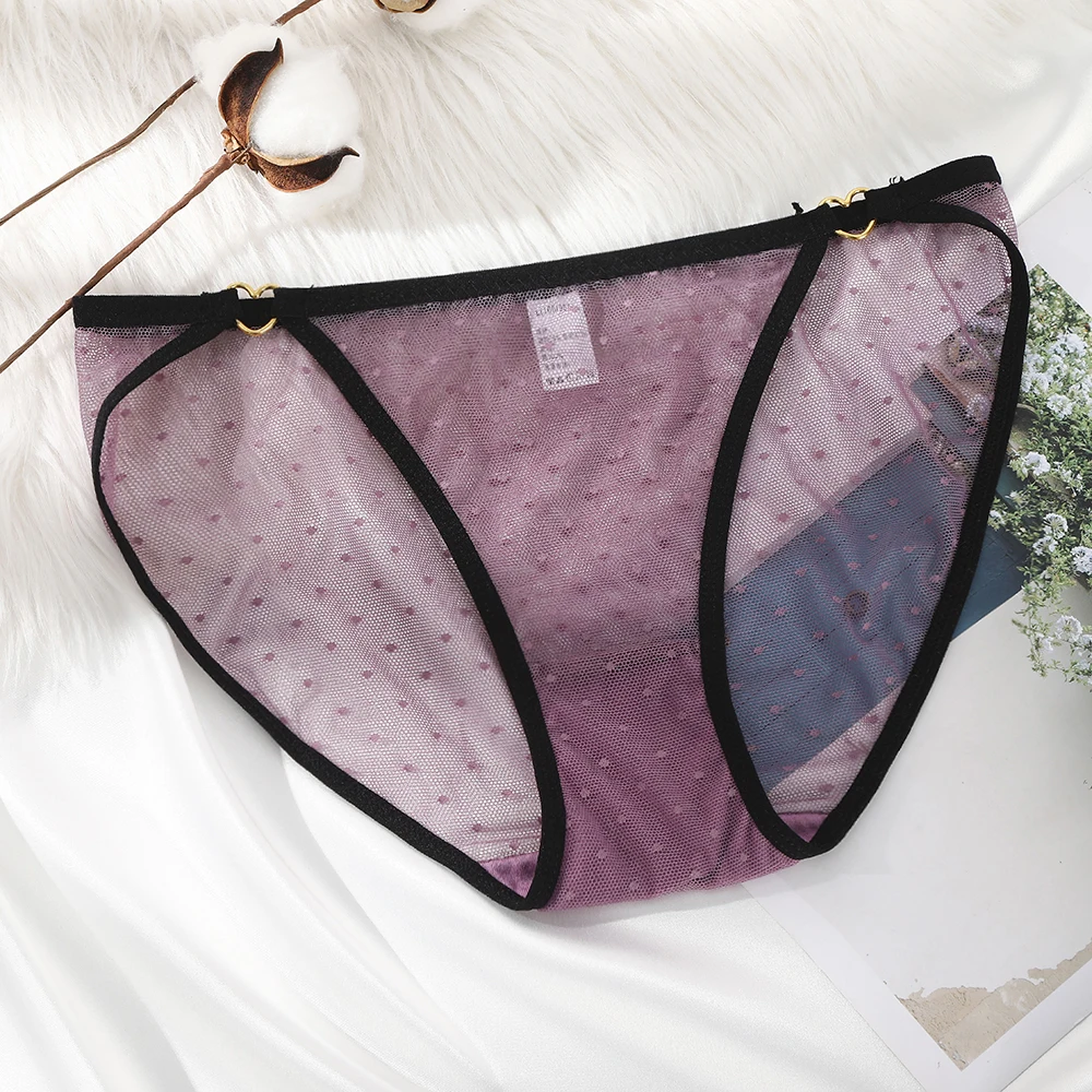 Женские прозрачные кружевные трусики-плавки LEVAO нижнее белье с низкой посадкой