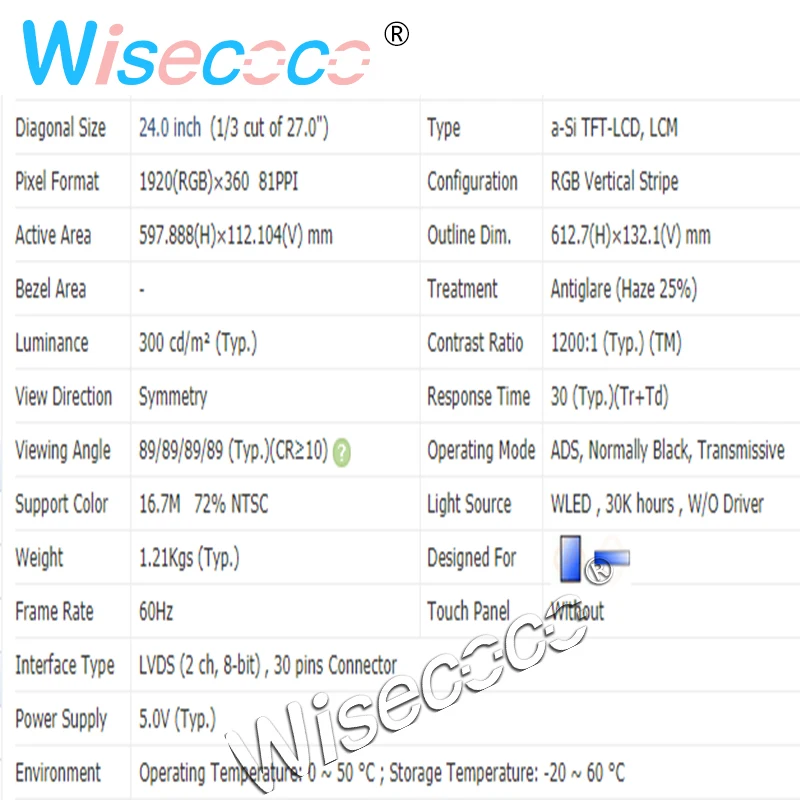24 inch Stretched Bar LCD Panel DV240FBM-NB0 1920*360 Screen Controller Board for Supermarket Shelf Advertising
24 inch Stretched Bar LCD Panel DV240FBM-NB0 1920*360 Screen Controller Board for Supermarket Shelf Advertising