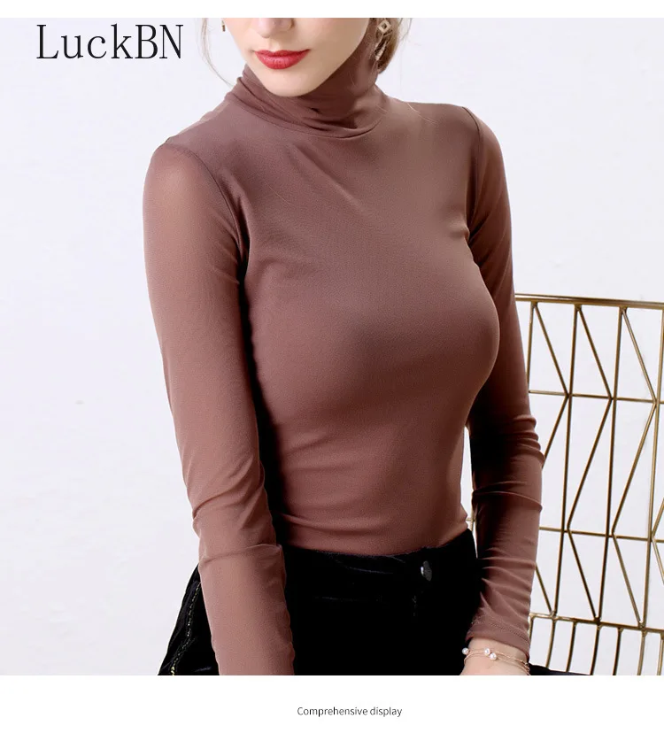 Turtleneck Blouse Women Office Shirt Mesh Long Sleeve Tops Lady Elegant Solid Blusas Feminina Slim Elastic Korean Basic Spring
Turtleneck Blouse Women Office Shirt Mesh Long Sleeve Tops Lady Elegant Solid Blusas Feminina Slim Elastic Korean Basic Spring