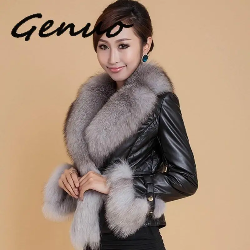 Genuo 2019 Winter New Slim Faux Fox Fur Pu Leather Short Coat V Neck Warm Thick Leather Jacket
Genuo 2019 Winter New Slim Faux Fox Fur Pu Leather Short Coat V Neck Warm Thick Leather Jacket