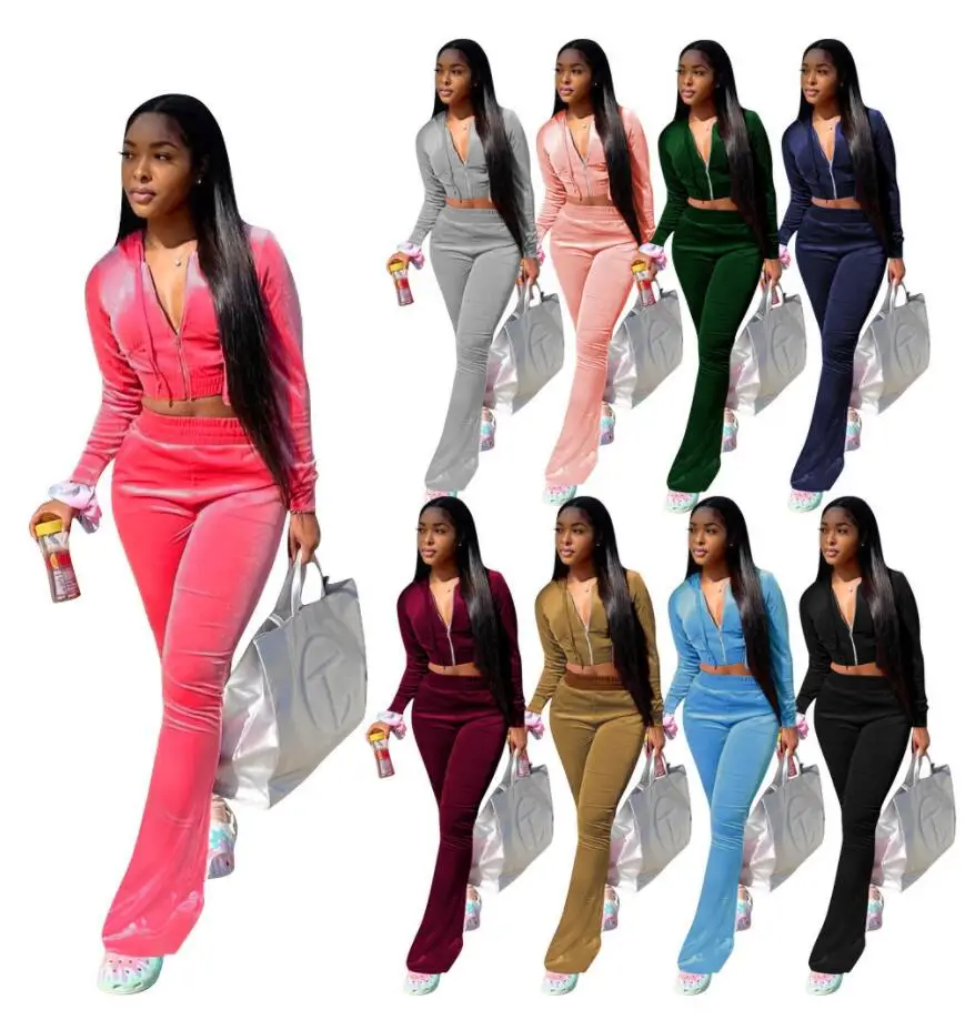 Women Velvet Hooded Tracksuits Sport Solid 2 Two Piece Outfits Pink Velour Sweatsuits Zipper Long Sleeve Jacket + Wide Leg Pant
Women Velvet Hooded Tracksuits Sport Solid 2 Two Piece Outfits Pink Velour Sweatsuits Zipper Long Sleeve Jacket + Wide Leg Pant